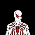 Design illustration of spiderman. With white patches of red