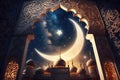 Design illustration of waxing crescent moon that will usher in holy month of ramadan AI generated