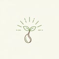 Design includes a brown seed with a green shoot and two simple Royalty Free Stock Photo