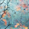 Organic pattern that celebrates the delicate beauty of dew-kissed spiderwebs glistening in the morning sun. AI Generated Royalty Free Stock Photo