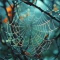 Organic pattern that celebrates the delicate beauty of dew-kissed spiderwebs glistening in the morning sun. AI Generated Royalty Free Stock Photo