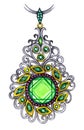 Design jewelry art vintage and gems pendant. Royalty Free Stock Photo