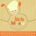 Design of kids menu with smiling chefs Royalty Free Stock Photo