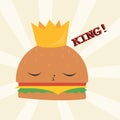 Design of a king of burger in a soft and colour background for any template and social media post Royalty Free Stock Photo