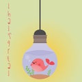 Design of lamp with pink whale in a soft and colour background for any template and social media post Royalty Free Stock Photo