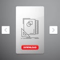 Design, layout, page, sketch, sketching Line Icon in Carousal Pagination Slider Design & Red Download Button Royalty Free Stock Photo
