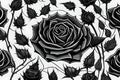 For design layouts, an enigmatic black rose with thorns is isolated on a transparent background. Generated Ai