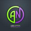 The design of the letters A and N. A logo template for a business card, corporate design, recognizable elemen