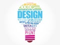 DESIGN light bulb word cloud collage Royalty Free Stock Photo