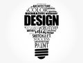 DESIGN light bulb word cloud collage Royalty Free Stock Photo