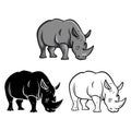 Design character rhino with line art black and white