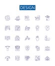 Design line icons signs set. Design collection of Design, creativity, aesthetic, concept, art, visuals, drafting
