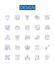 Design line icons signs set. Design collection of Design, creativity, aesthetic, concept, art, visuals, drafting