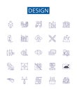 Design line icons signs set. Design collection of Design, creativity, aesthetic, concept, art, visuals, drafting