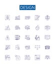 Design line icons signs set. Design collection of Design, creativity, aesthetic, concept, art, visuals, drafting