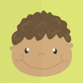 Design of a little charming boy with brown and curly hair for any template