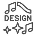 Design logo with notes and stars line icon, music concept, musical design inscription vector sign on white background Royalty Free Stock Photo