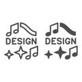 Design logo with notes and stars line and solid icon, music concept, musical design inscription vector sign on white Royalty Free Stock Photo