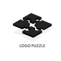 Design of logo puzzle 3D. Black color with shadow. Vector