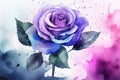 Design a magical and enchanting watercolor illustration of a purple rose