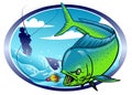 Design of mahi mahi fishing Royalty Free Stock Photo