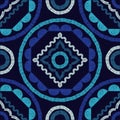 Design with manual hatching. Blue. Patterned texture. Ethnic boho ornament. Seamless background. Royalty Free Stock Photo
