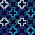 Design with manual hatching. Blue. Patterned texture. Ethnic boho ornament. Seamless background. Royalty Free Stock Photo