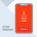 Design, measure, product, refinement, Development Line Icon in Mobile for Download Page