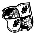 Design in a medieval knightly style. Knight s shield with boar s head, heraldic sign