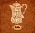 Design of menu with coffeepot