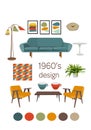 design 1960. mid century modern furniture. vector elements set.