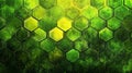 The design is minimalist with clean lines that create hexagons and parallelograms in muted green and yellow hues, presented in a Royalty Free Stock Photo
