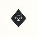 Design of minimalist logo featuring a cat in black - generative ai