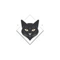 Design of minimalist logo featuring a cat in black - generative ai