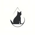 Design of minimalist logo featuring a cat in black - generative ai