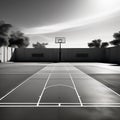 design a minimalist representation of a basketball court with emphasis on geometric shapes and patte