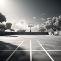 design a minimalist representation of a basketball court with emphasis on geometric shapes and patte