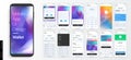 Design of a Mobile Application and Site, UI. Set of GUI. Vector Mockup Royalty Free Stock Photo