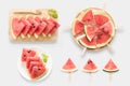 Design of mockup healthy watermelon and watermelon ice cream set