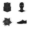 Design, model, hairdresser and other web icon in black style.leather, lace, outsole, icons in set collection. Royalty Free Stock Photo