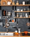 The design of the modern home kitchen in the loft-style and rust Royalty Free Stock Photo