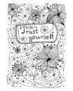 Design motivational postcard. Words trust yourself. Illustration hand drawn black outline white background. Abstract