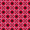 Design of Motive pattern with red roses, stars and abstract form inside kaleidoscope Royalty Free Stock Photo