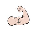 Design of muscle arm with anchor tattoo Royalty Free Stock Photo