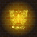 Design of neon glowing butterfly vectors