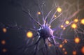 Design of neural activity in the brain. Active nerve cells. Royalty Free Stock Photo