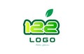Number 122 numeral digit logo icon design