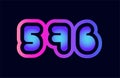 576 pink blue gradient number logo icon design