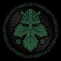 Design in Old Norse style. Viking drawn in the form of a leaf and a hop cone Royalty Free Stock Photo