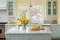 Design an open and airy kitchen with pale yellow walls Royalty Free Stock Photo